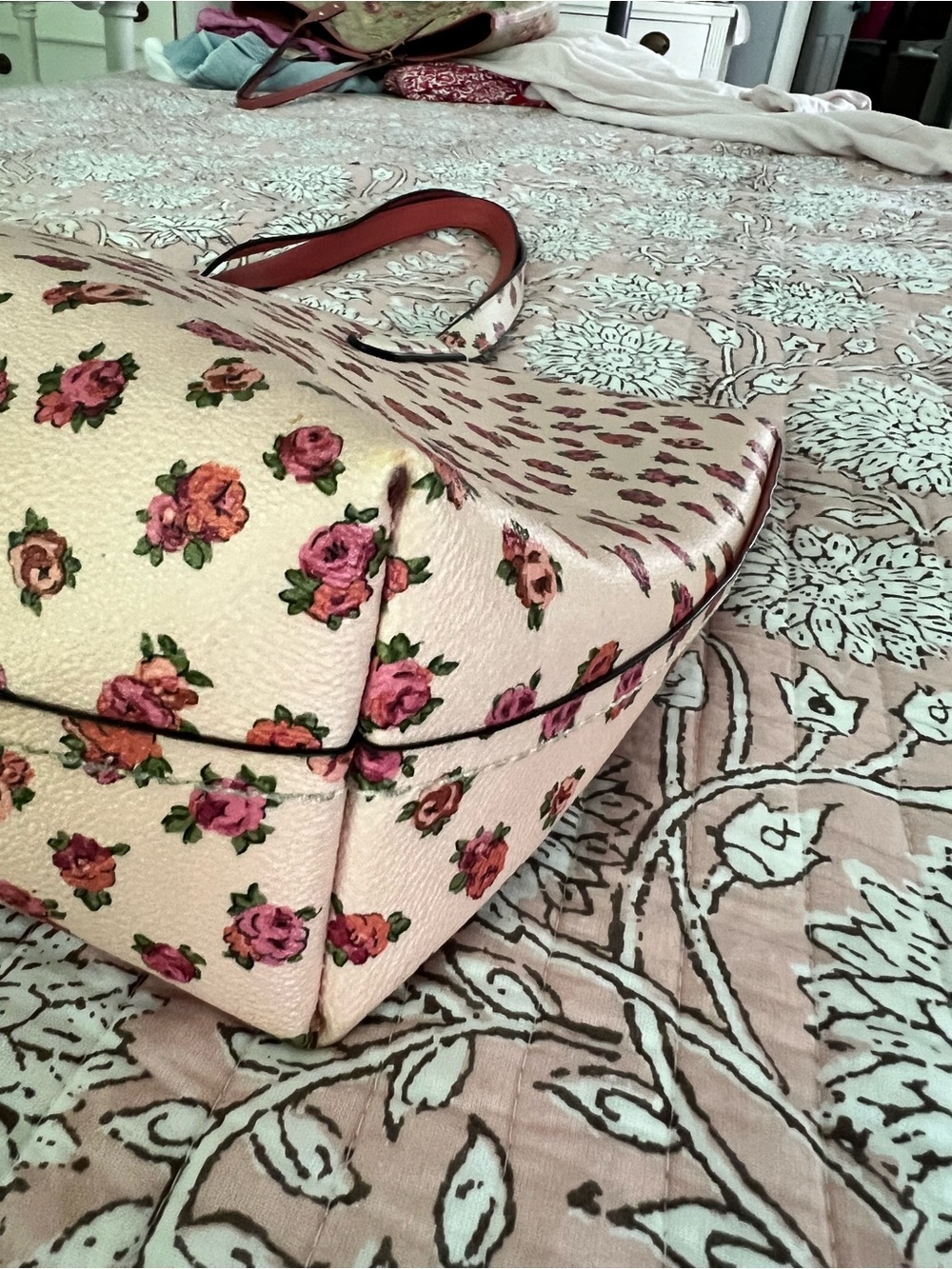 Coach Pink Floral Print Tote - Picture 4 of 5